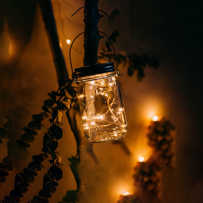 Solar Mason Jar  Light Decoration Mason Jar Light Outdoor Hanging Light Mason Jar Light String - Qubixa Green